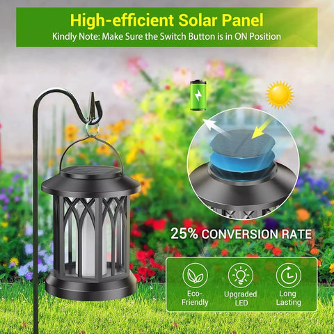 Solar Lantern Hanging Light Black Waterproof LED Outdoor Garden Decor