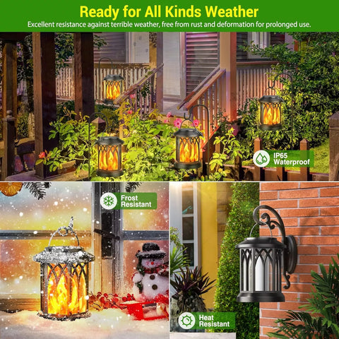 Solar Lantern Hanging Light Black Waterproof LED Outdoor Garden Decor