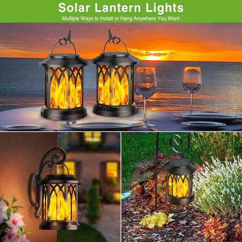 Solar Lantern Hanging Light Black Waterproof LED Outdoor Garden Decor