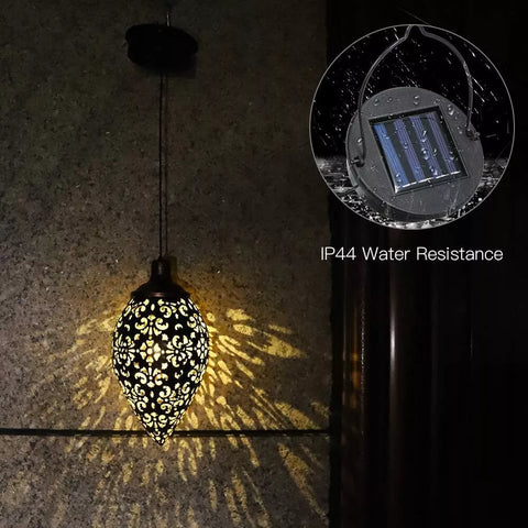 Vintage Metal Hanging Solar Lantern Outdoor Garden Light – Copper/Black