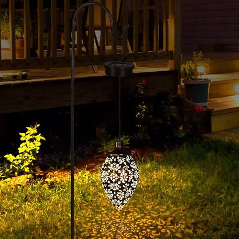 Vintage Metal Hanging Solar Lantern Outdoor Garden Light – Copper/Black