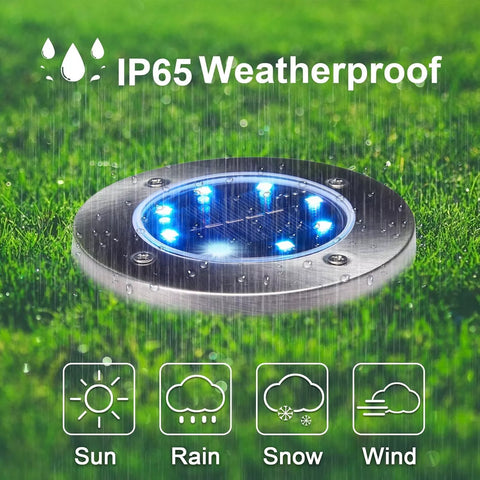 LED Solar Ground Lights Silver – Waterproof Outdoor Garden Pathway Lamps