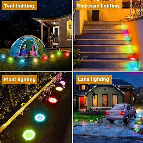 LED Solar Ground Lights Silver – Waterproof Outdoor Garden Pathway Lamps