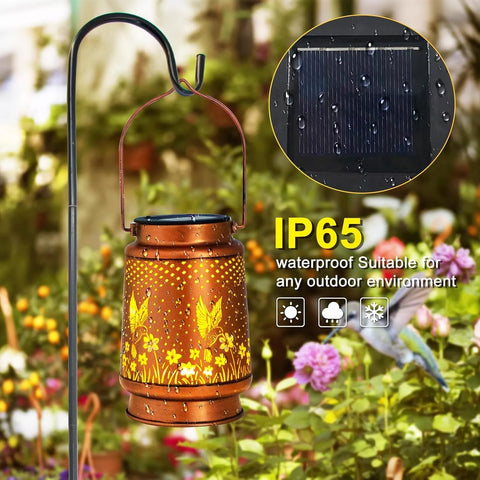 Hummingbird Brown Metal Solar Lantern LED Outdoor Hanging Light