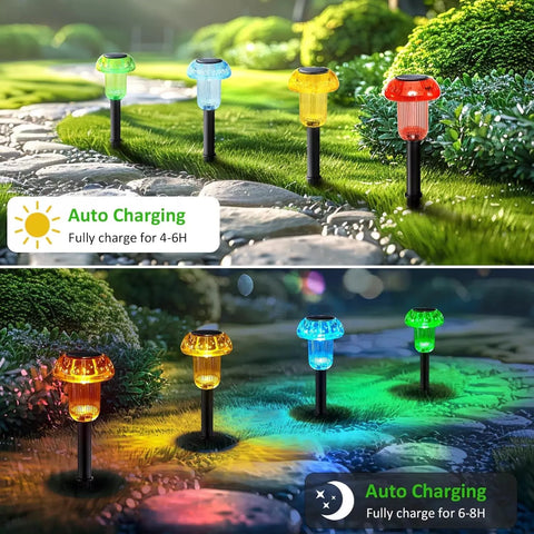 4X Mixed Colour Solar LED Pathway Lights Outdoor Garden Black