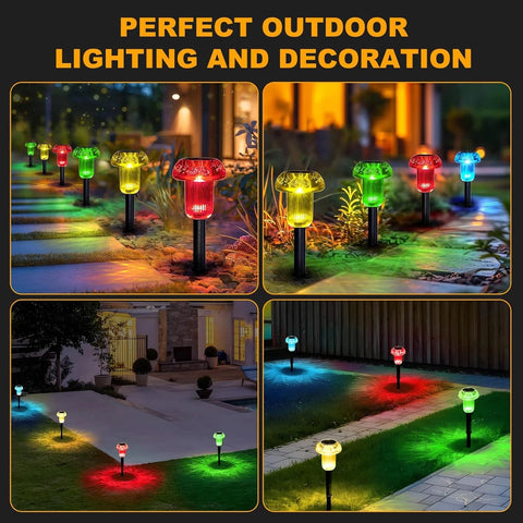 4X Mixed Colour Solar LED Pathway Lights Outdoor Garden Black