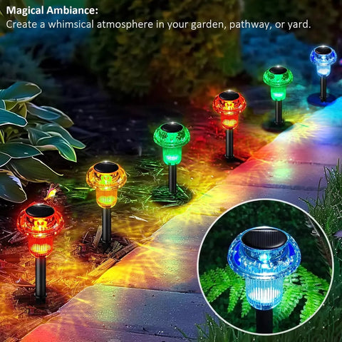 4X Mixed Colour Solar LED Pathway Lights Outdoor Garden Black