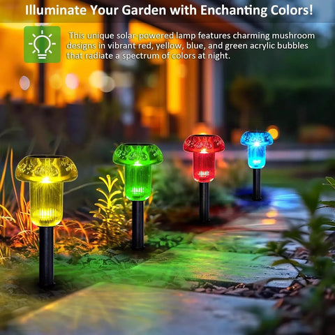 4X Mixed Colour Solar LED Pathway Lights Outdoor Garden Black