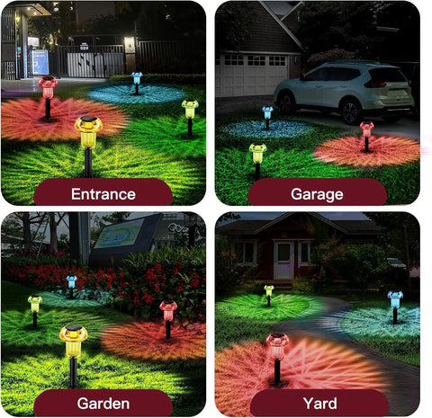 4X Mixed Colour Solar LED Pathway Lights Outdoor Garden Black