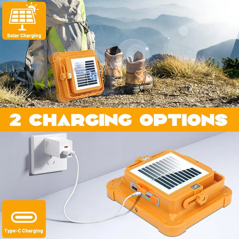 3000W Rechargeable LED Solar Work Light 10000LM Yellow Portable Floodlight
