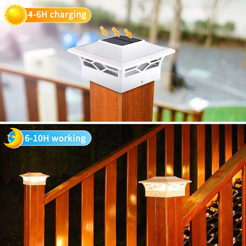Outdoor Solar LED Deck Post Lights Warm & Cool White Waterproof