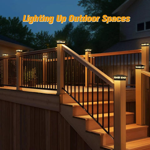 Outdoor Solar LED Deck Post Lights Warm & Cool White Waterproof