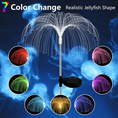 2/4 Solar Jellyfish Lights Color Changing Outdoor Patio Lawn White