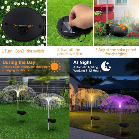2/4 Solar Jellyfish Lights Color Changing Outdoor Patio Lawn White