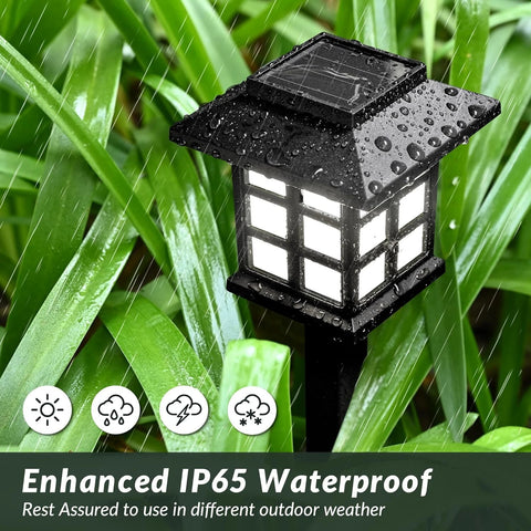 Black Solar Pathway LED Outdoor Garden Lights Cold White