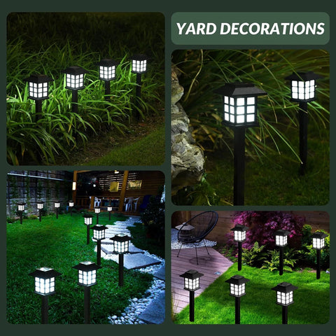 Black Solar Pathway LED Outdoor Garden Lights Cold White