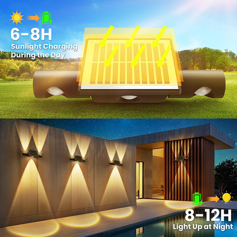 LED Solar Fence Lights Black IP65 Outdoor Wall Garden Decorative Lamps