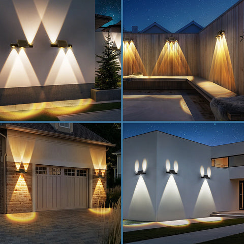 LED Solar Fence Lights Black IP65 Outdoor Wall Garden Decorative Lamps