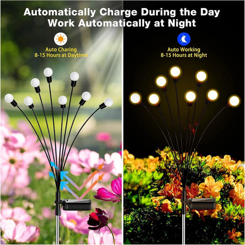 2PCS Solar Firefly Lights Outdoor LED Garden Pathway Decor – Black