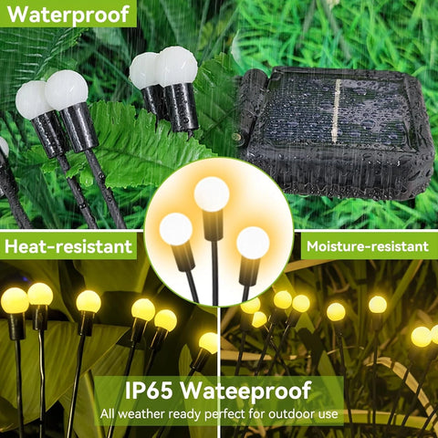 2PCS Solar Firefly Lights Outdoor LED Garden Pathway Decor – Black