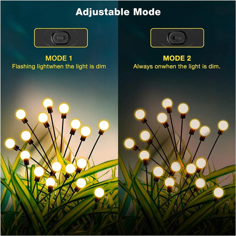 2PCS Solar Firefly Lights Outdoor LED Garden Pathway Decor – Black