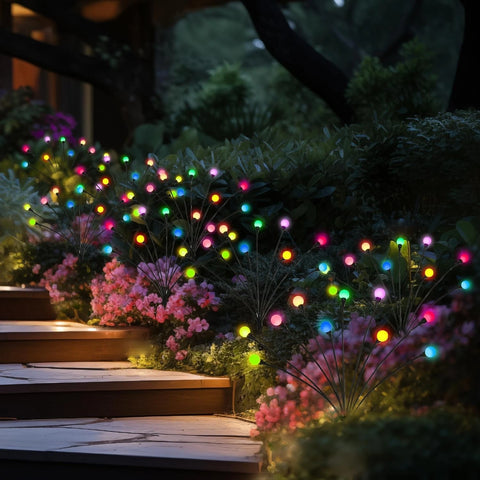 2PCS Solar Firefly Lights Outdoor LED Garden Pathway Decor – Black
