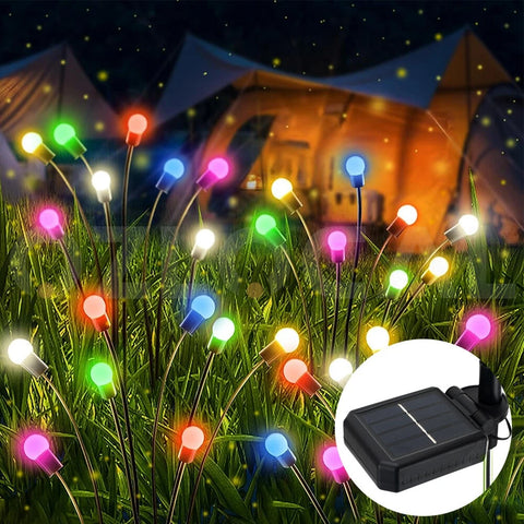 2PCS Solar Firefly Lights Outdoor LED Garden Pathway Decor – Black
