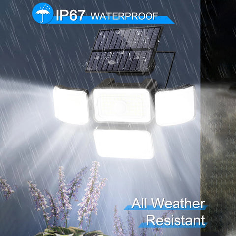 LED Solar PIR Motion Sensor Wall Light Black Outdoor Garden Lamp