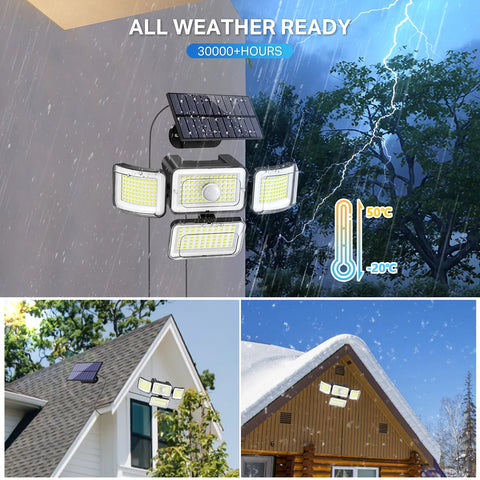 LED Solar PIR Motion Sensor Wall Light Black Outdoor Garden Lamp