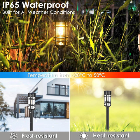 4 Pack Black Solar Pathway Lights Outdoor LED Garden Waterproof