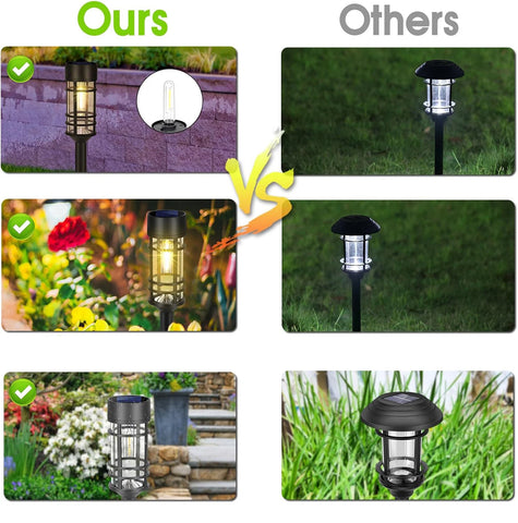 4 Pack Black Solar Pathway Lights Outdoor LED Garden Waterproof