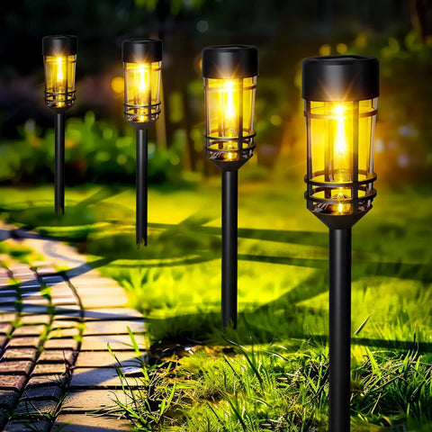 4 Pack Black Solar Pathway Lights Outdoor LED Garden Waterproof