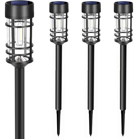4 Pack Black Solar Pathway Lights Outdoor LED Garden Waterproof