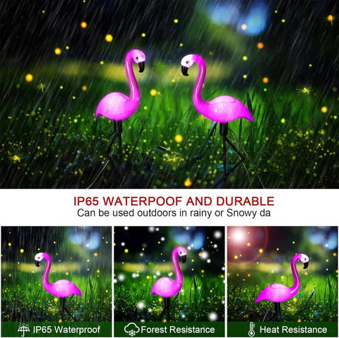 Flamingo Solar Stake Lights Outdoor Garden Pathway Lamp Black
