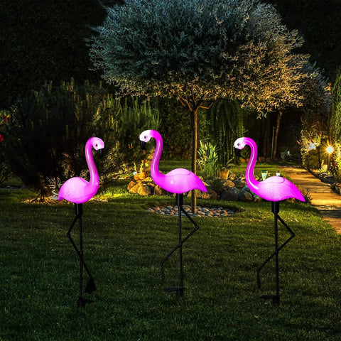 Flamingo Solar Stake Lights Outdoor Garden Pathway Lamp Black