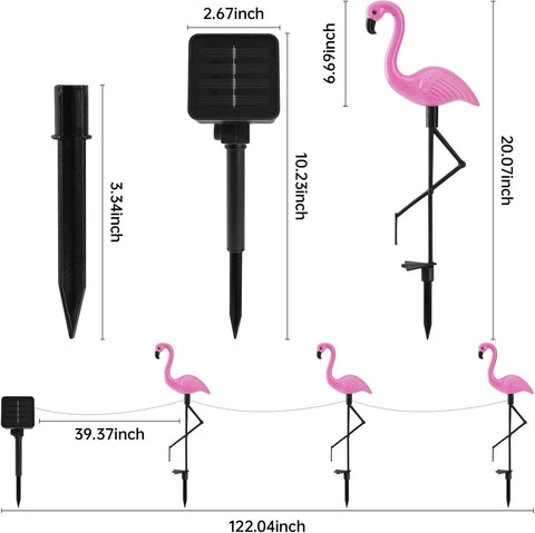 Flamingo Solar Stake Lights Outdoor Garden Pathway Lamp Black