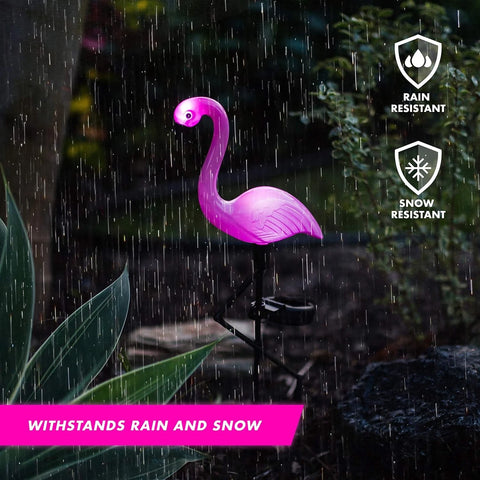 Flamingo Solar Stake Lights Outdoor Garden Pathway Lamp Black