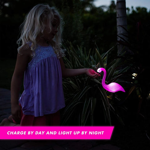 Flamingo Solar Stake Lights Outdoor Garden Pathway Lamp Black