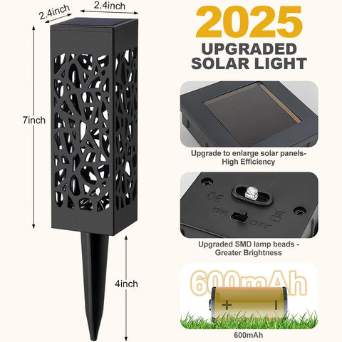 4-Pack Black Solar Pathway Lights Outdoor Garden Walkway LED
