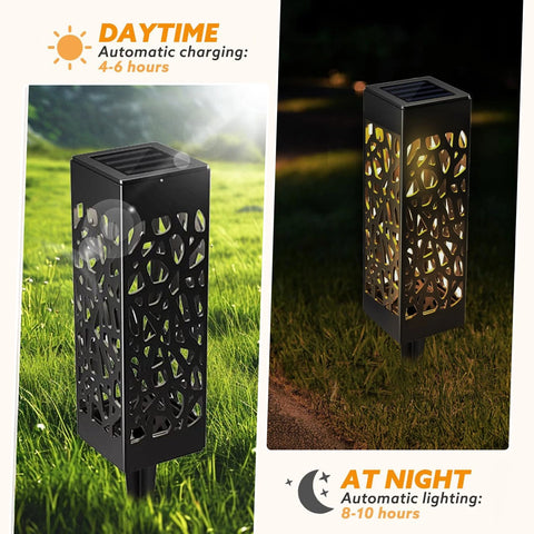 4-Pack Black Solar Pathway Lights Outdoor Garden Walkway LED
