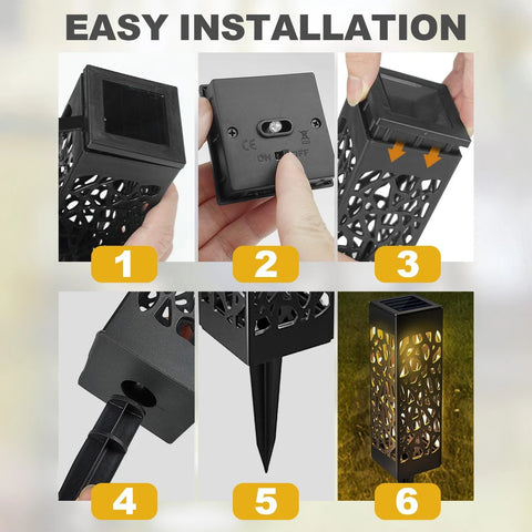 4-Pack Black Solar Pathway Lights Outdoor Garden Walkway LED