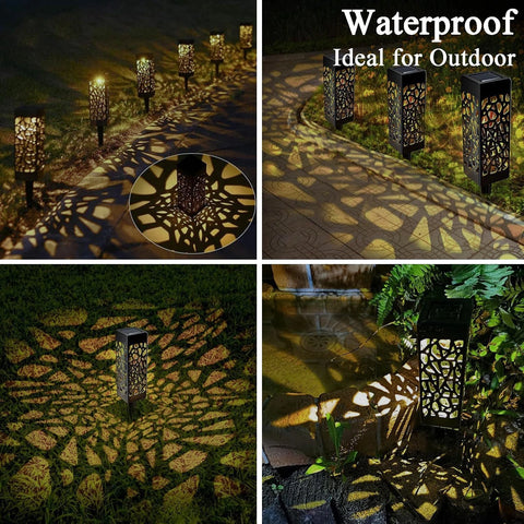 4-Pack Black Solar Pathway Lights Outdoor Garden Walkway LED