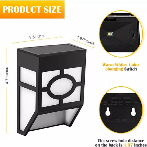 4 Pack Black Solar LED Fence Lights Outdoor Garden Pathway Lighting