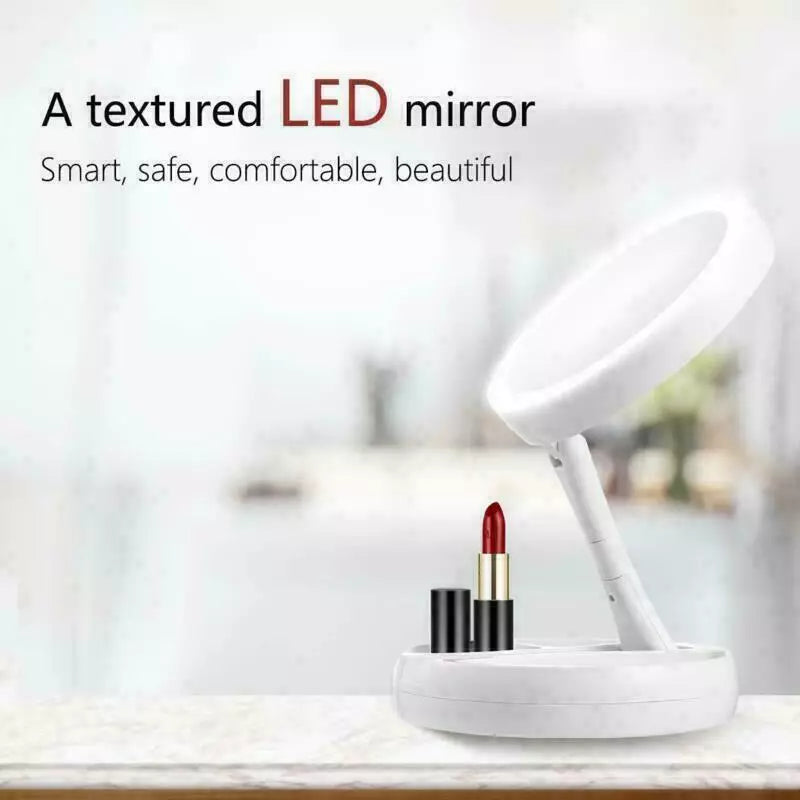 LED 10x Magnifying Portable Folding Makeup Mirror in UK - Shop Now!