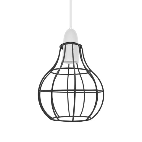 Modern retro metal pendant light shade hanging in a cozy kitchen.

