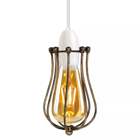 Vintage Ceiling Lightshade Metal Wire Cage Easy Fit Lampshade Hanging Lamp Shade
