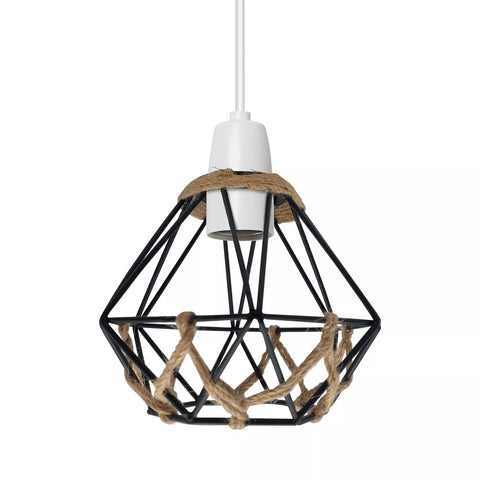 Hanging ceiling lampshade with wide bulb exposure

