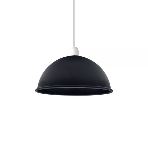 Black dome ceiling light enhancing an industrial-style room

