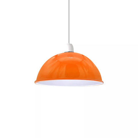 Metal dome light shade displayed against a neutral wall


