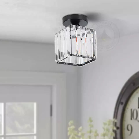 Crystal LED flush mount light installed indoors


